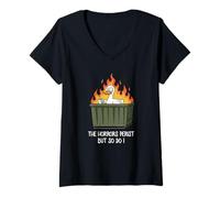 Femme The Horrors Persist But So Do I Dumpster Funny Duck Lover T-Shirt avec Col en V