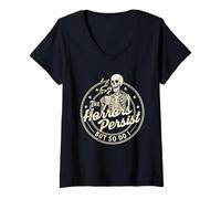 Femme The Horrors Persist But So Do I - Matin Coffee Lover T-Shirt avec Col en V