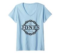 Femme The Jones Family Nom de Famille Vacances Groupe Assorti T-Shirt avec Col en V