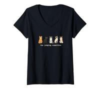 Femme The Judging Committee Cat Lovers Panneau de Jugement pour propriétaire d'animaux T-Shirt avec Col en V