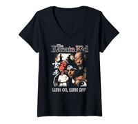 Femme The Karate Kid Vintage Wax On Wax Off Poster Collage Movie T-Shirt avec Col en V