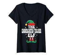 Femme The Kindergarten Teacher Funny Christmas Matching T-Shirt avec Col en V