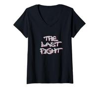 Femme The Last Fight White Graffiti Style Design T-Shirt avec Col en V