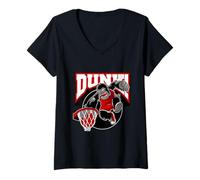 Femme The Legend Basketball Gorilla Slam Dunk Illustration Graphic T-Shirt avec Col en V