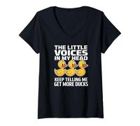 Femme The Little Voices in My Head Keep Telling Me Get More Ducks T-Shirt avec Col en V