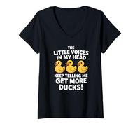 Femme The Little Voices in My Head Keep Telling Me Get More Ducks T-Shirt avec Col en V