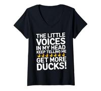 Femme The Little Voices in My Head Keep Telling Me Get More Ducks T-Shirt avec Col en V