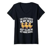 Femme The Little Voices in My Head Keep Telling Me Get More Ducks T-Shirt avec Col en V