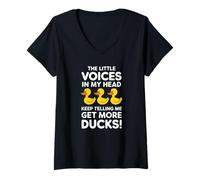 Femme The Little Voices in My Head Keep Telling Me Get More Ducks T-Shirt avec Col en V