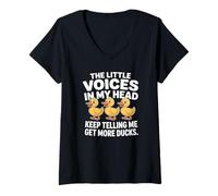 Femme The Little Voices in My Head Keep Telling Me Get More Ducks T-Shirt avec Col en V