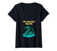 Femme The Loch Ness Kelpie Mythologie écossaise Water Spirit Design T-Shirt avec Col en V