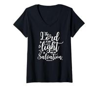 Femme The Lord is My Light and My Salvation Psaum 27:1 T-Shirt avec Col en V