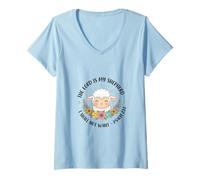 Femme The Lord is My Shepherd, I Shall Not Wait - Psaumes 23:1 T-Shirt avec Col en V