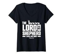 Femme The Lord is My Shepherd Psalms 23:1 Scripture Christians T-Shirt avec Col en V