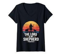 Femme The Lord is My Shepherd Psaum 23:1 Verse biblique T-Shirt avec Col en V