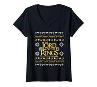 Femme The Lord of the Rings Ugly Christmas Logo T-Shirt avec Col en V