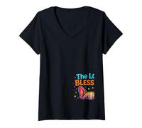 Femme The Lord's Blessing French Bulldog Faith Design coloré T-Shirt avec Col en V