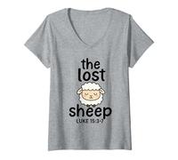 Femme The Lost Sheep Bible Quote - Luke 15 3 7 T-Shirt avec Col en V