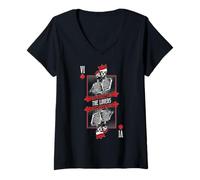 Femme The Lovers Tarot Carte de Tarot Roi et Reine de Cœur Astrologie T-Shirt avec Col en V