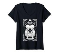 Femme The Lovers Vintage Tarot Card Astrology Goth Halloween Women T-Shirt avec Col en V