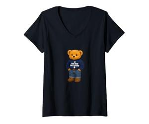 Femme The Man The Legend Funny Teddy Bear Humor Quotes Sayings T-Shirt avec Col en V