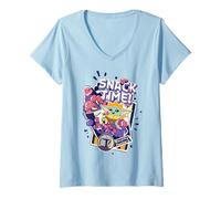 Femme The Mandalorian and Grogu Snack Time! Bounty Hunters Chibi T-Shirt avec Col en V