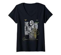 Femme The Mandalorian and Grogu This is The Way Duo Side Portrait T-Shirt avec Col en V