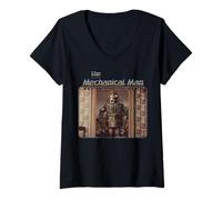 Femme The Mechanical Man Robot Vintage Science-Fiction T-Shirt avec Col en V