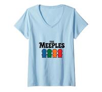 Femme The Meeples Boardgame Fan T-Shirt avec Col en V