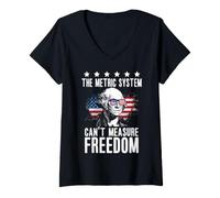 Femme The Metric System Cant Measure Freedom Kilometer 4th of July T-Shirt avec Col en V