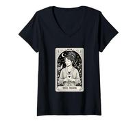 Femme The Mom Tarot Card Coffee New Mom Aesthetic T-Shirt avec Col en V