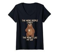Femme The More People I Meet The More I Like My Cat T-Shirt avec Col en V