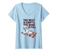 Femme The Nest is Empty, Wine Lover Quote Empty Humour Funny T-Shirt avec Col en V