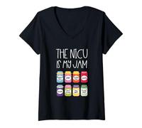 Femme The Nicu is My Jam Unité de Soins intensifs néonatals Fraise S T-Shirt avec Col en V
