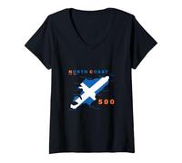 Femme The North Coast 500 NC500 Route de l'Écosse avec drapeau écossais T-Shirt avec Col en V