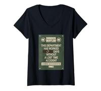 Femme The Office 0 Days Without Accident Sign T-Shirt avec Col en V