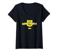 Femme The Office Kevin Malone Scrantonicity Band Crest T-Shirt avec Col en V