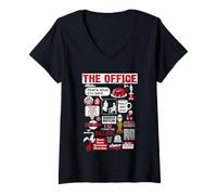 Femme The Office Mash-Up Vintage Funny Citation T-Shirt avec Col en V