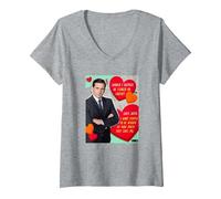 Femme The Office Michael Scott Feared Or Loved T-Shirt avec Col en V, Gris Chiné, XL