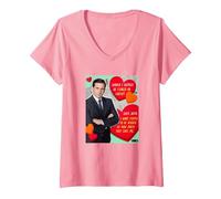 Femme The Office Michael Scott Feared Or Loved T-Shirt avec Col en V, Rose, S