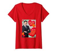 Femme The Office Michael Scott Feared Or Loved T-Shirt avec Col en V, Rouge, L
