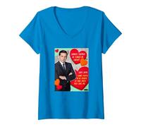 Femme The Office Michael Scott Feared Or Loved T-Shirt avec Col en V, Saphir, XXL