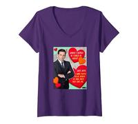 Femme The Office Michael Scott Feared Or Loved T-Shirt avec Col en V, Violet, XL
