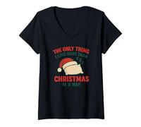 Femme The Only Thing I Love More Than Christmas is a Sieste T-Shirt avec Col en V