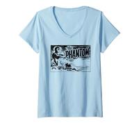Femme The Phantom Jungle Scene Bande dessinée rétro T-Shirt avec Col en V