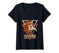 Femme The Plague Doctor Masque Steampunk rétro T-Shirt avec Col en V