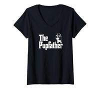 Femme The Pupfather Funny Dog Lover Cool Dog Dad Owner T-Shirt avec Col en V