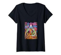 Femme The Queen, Cool Hand Drawn Graffiti Queen Cartoon Graphic T-Shirt avec Col en V