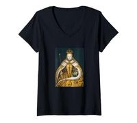Femme The Queen, Cool Portrait Drawn Art, Be a Queen Graphic T-Shirt avec Col en V