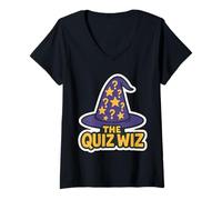 Femme The Quiz Wiz Night Trivia Lover Wizard, Une compétition Amusante T-Shirt avec Col en V